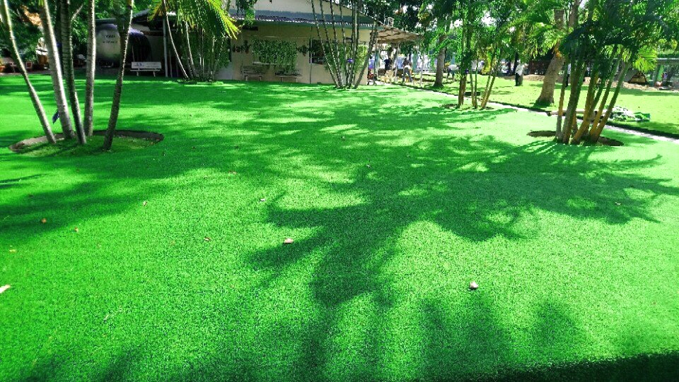 Ứng dụng cỏ nhân tạo sân vườn.